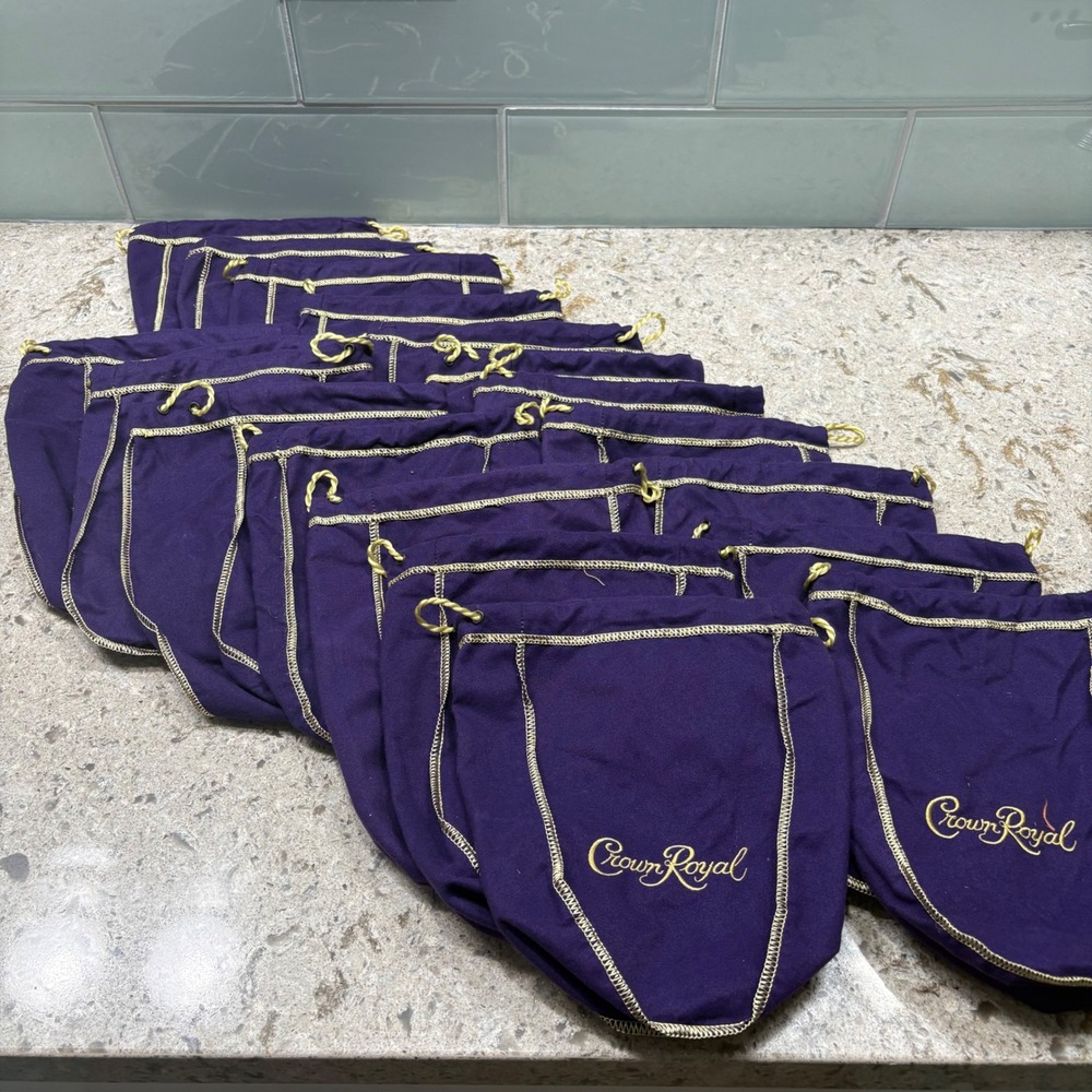 Crown Royal‎ Purple Bags Lot of 15 Drawstring Whiskey Bottle Storage
